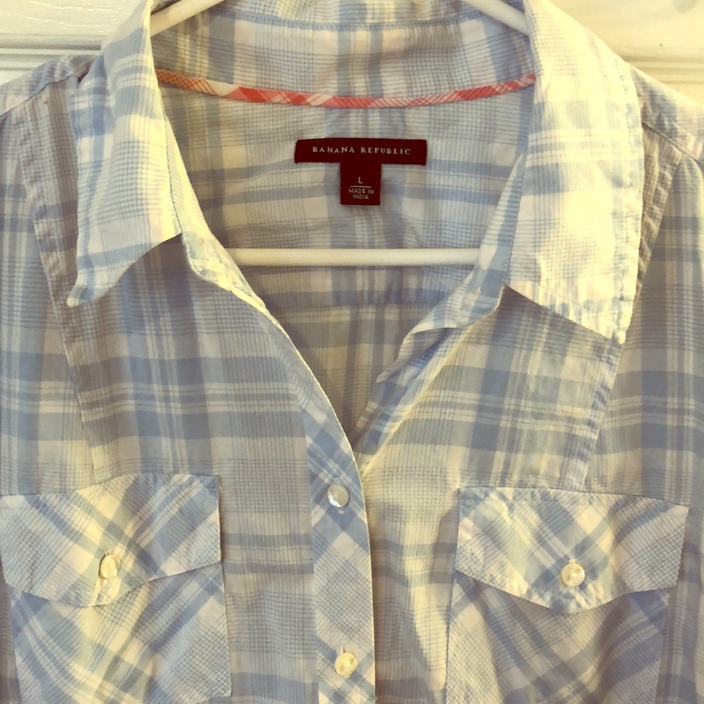 Light blue/white plaid button down